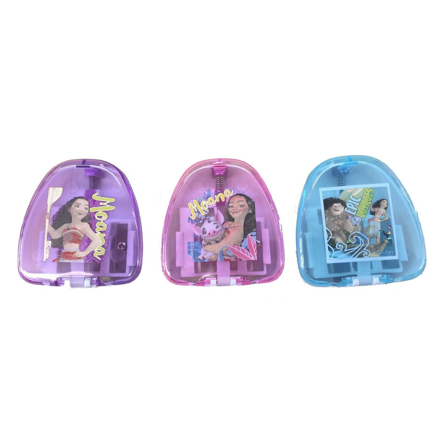 Disney Moana Kids Small Sharpener Bundle - Purple, Pink, and Blue