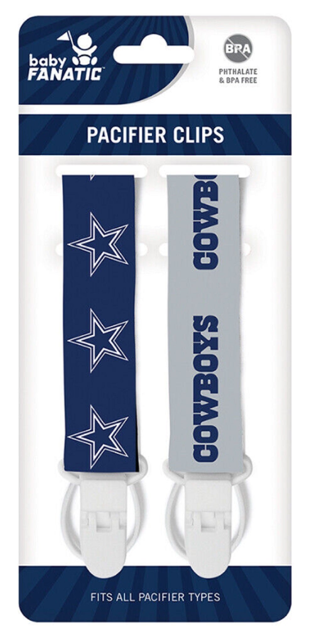 Dallas Cowboys Pacifier Clip 2 Pack