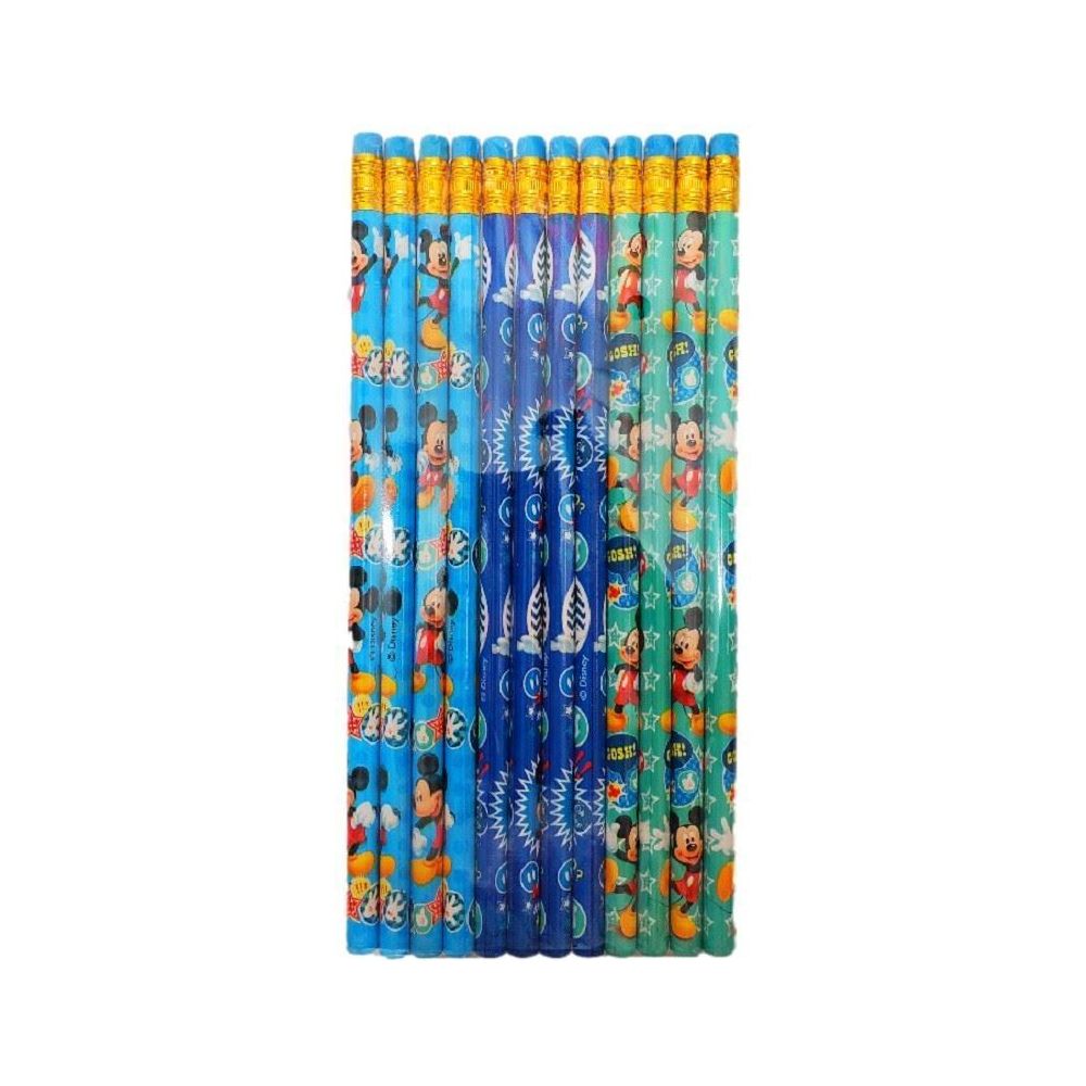 Mickey Mouse Pencils Green, Blue, Baby Blue - 12ct - Wooden