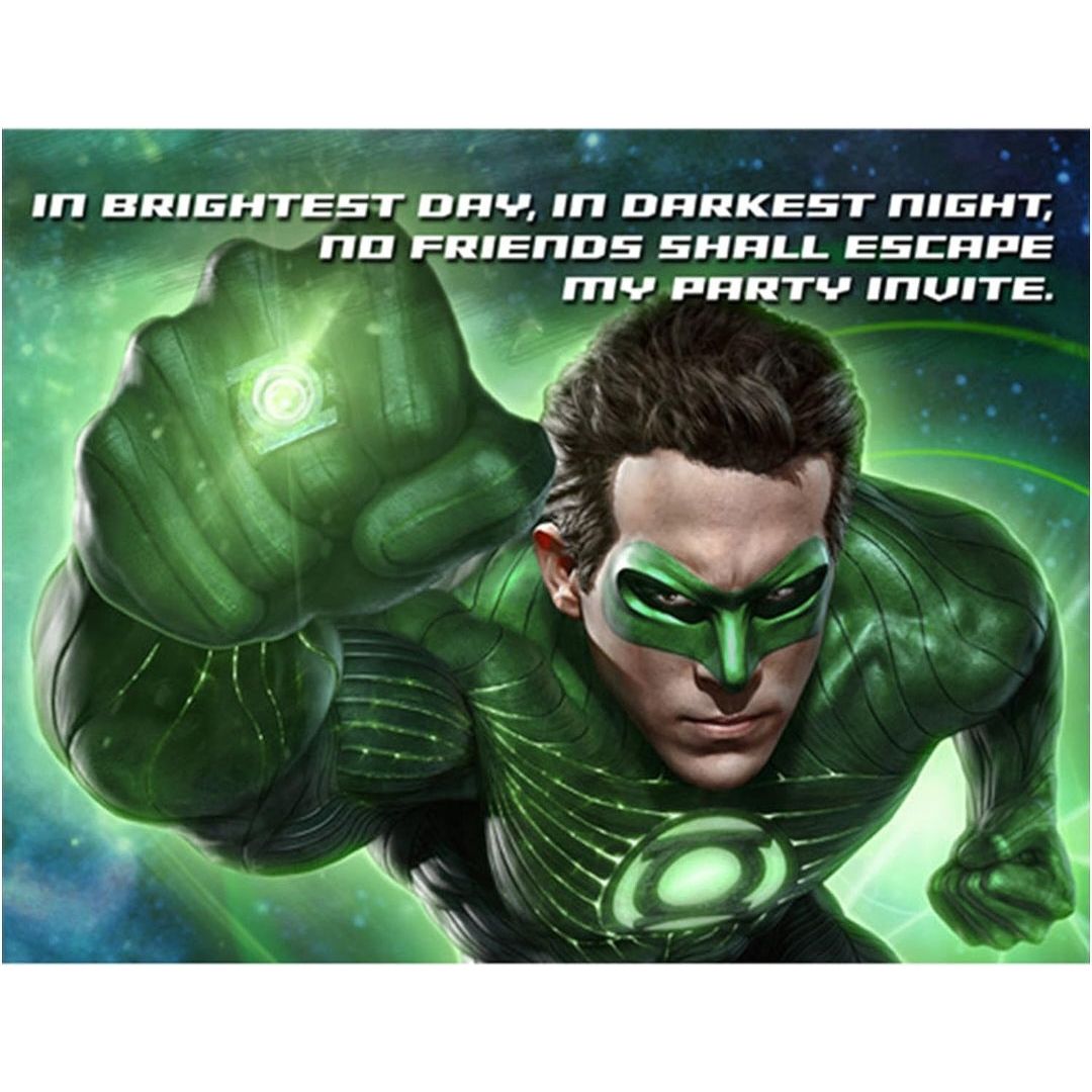 Green Lantern Pack of 8 Invitations - Partytoyz Inc
