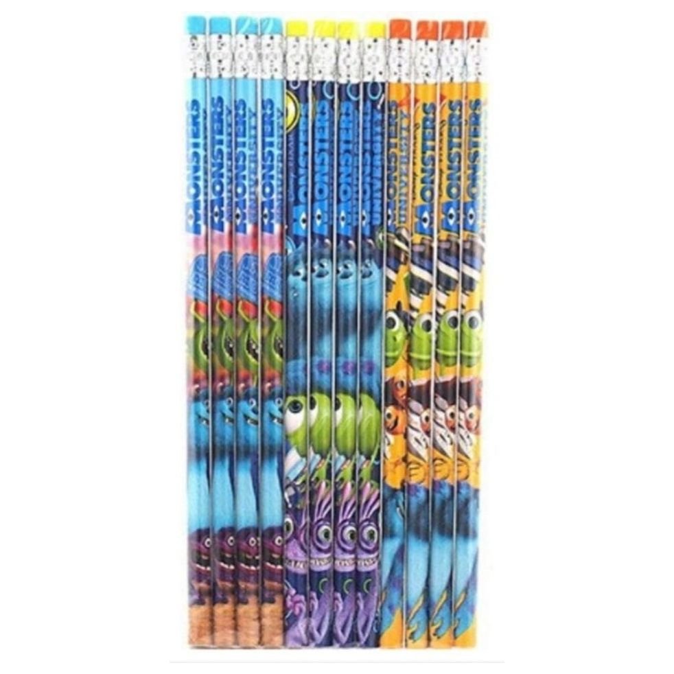 Monsters University Light-blue/Green/Purple/Dark-blue Wooden Pencils Pack of 12 - Partytoyz Inc