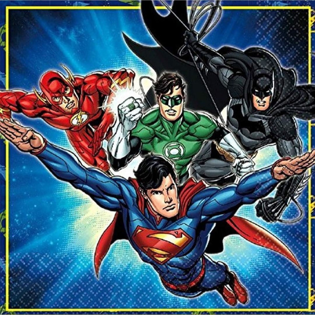 Napkins - Justice League - Large - Paper - 2Ply - 16ct - 13 X 13 in - Partytoyz Inc