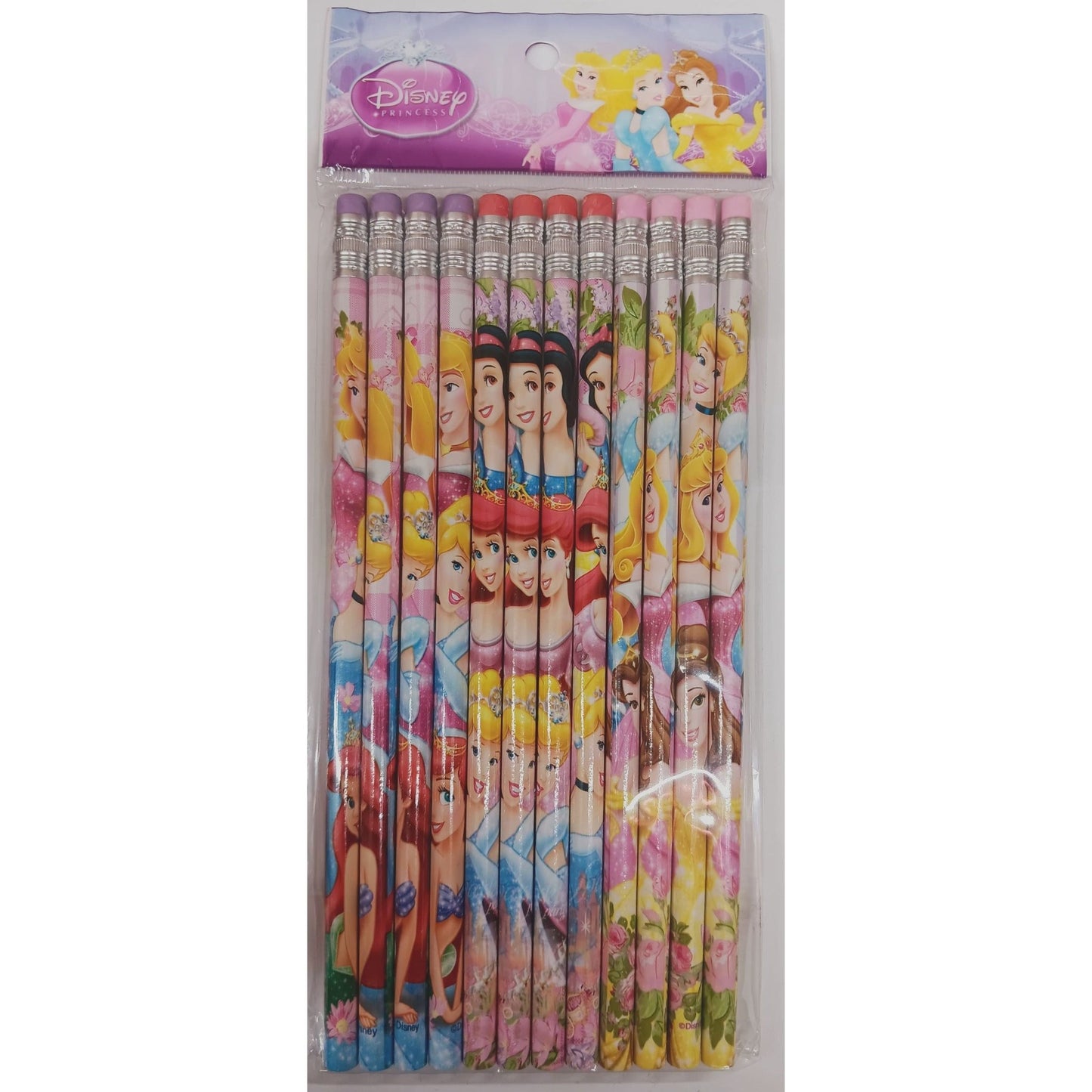 Princess Pack of 12 Colored Pencils -Cinderella, Snow White, Little Mermaid - Partytoyz Inc