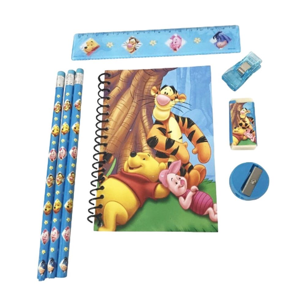 Stationery Set - Winnie the Pooh - Blue - 6pc Favor Set - Partytoyz Inc