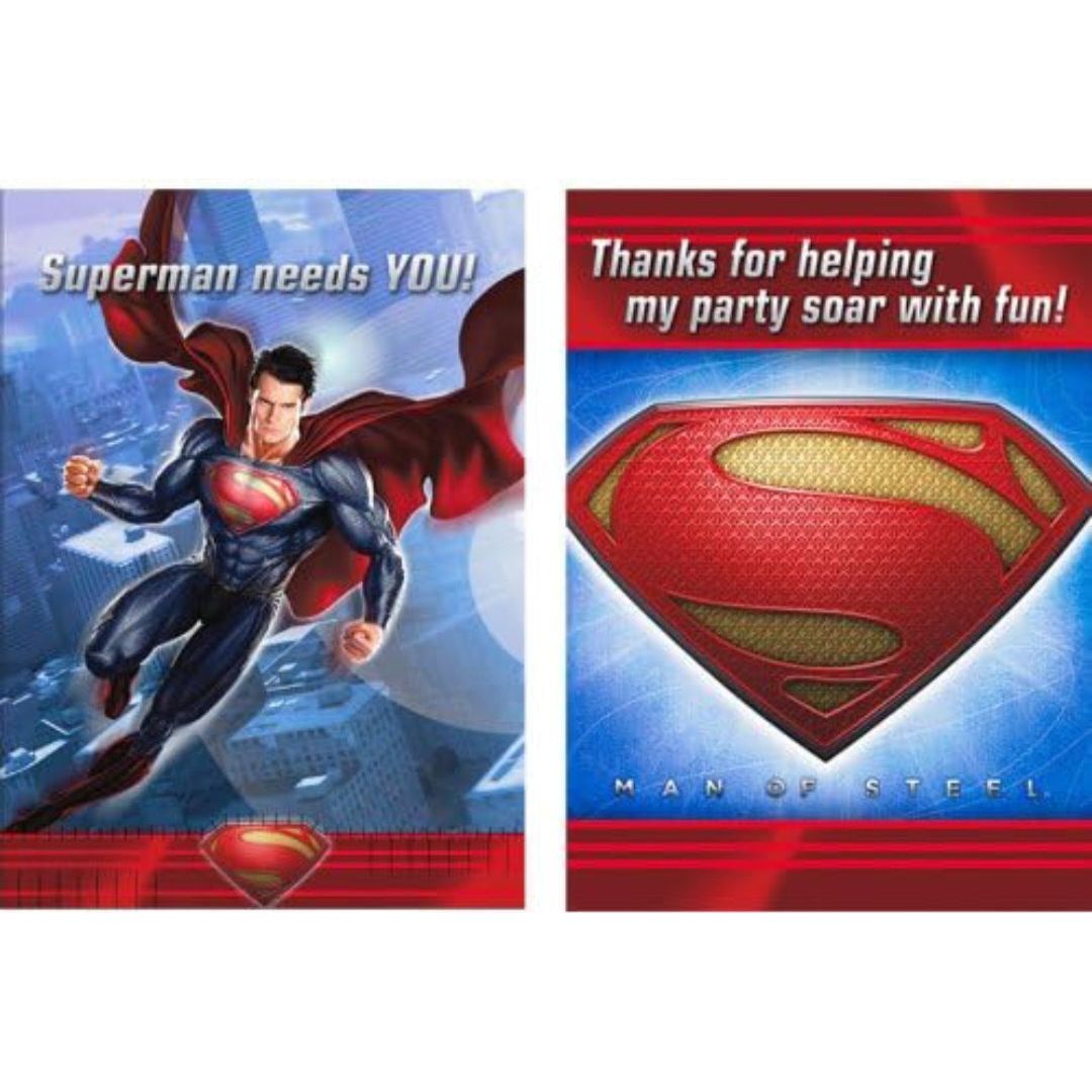 Superman Pack of 8 Invitations with Thank You Cards - Partytoyz Inc